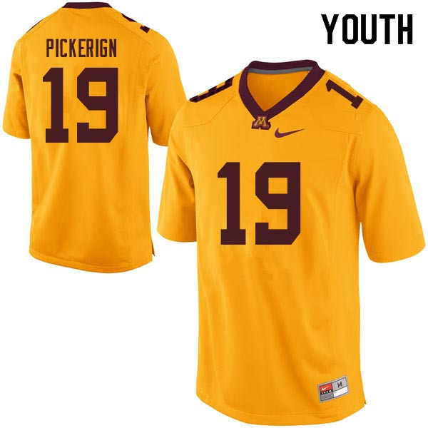 Youth #19 Samuel Pickerign Minnesota Golden Gophers College Football Jerseys Sale-Gold